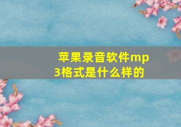 苹果录音软件mp3格式是什么样的