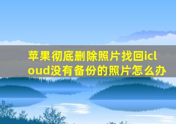 苹果彻底删除照片找回icloud没有备份的照片怎么办