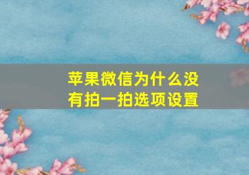 苹果微信为什么没有拍一拍选项设置