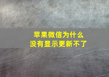 苹果微信为什么没有显示更新不了