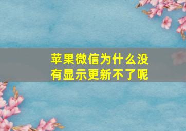 苹果微信为什么没有显示更新不了呢