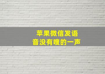 苹果微信发语音没有嗖的一声