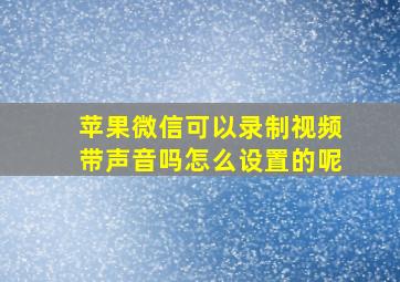 苹果微信可以录制视频带声音吗怎么设置的呢