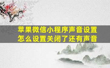 苹果微信小程序声音设置怎么设置关闭了还有声音