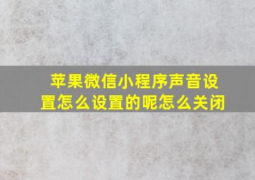 苹果微信小程序声音设置怎么设置的呢怎么关闭