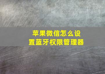 苹果微信怎么设置蓝牙权限管理器