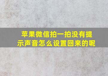 苹果微信拍一拍没有提示声音怎么设置回来的呢