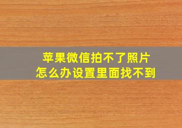 苹果微信拍不了照片怎么办设置里面找不到