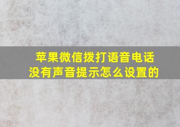 苹果微信拨打语音电话没有声音提示怎么设置的