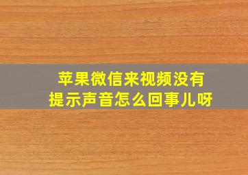 苹果微信来视频没有提示声音怎么回事儿呀