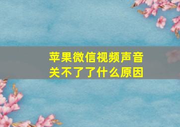 苹果微信视频声音关不了了什么原因