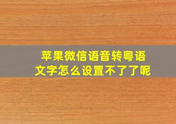 苹果微信语音转粤语文字怎么设置不了了呢