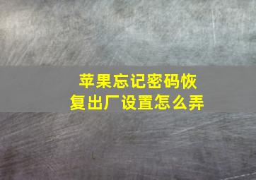 苹果忘记密码恢复出厂设置怎么弄