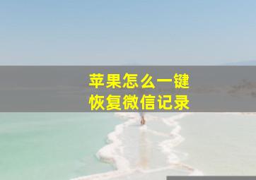 苹果怎么一键恢复微信记录