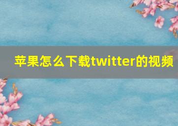 苹果怎么下载twitter的视频