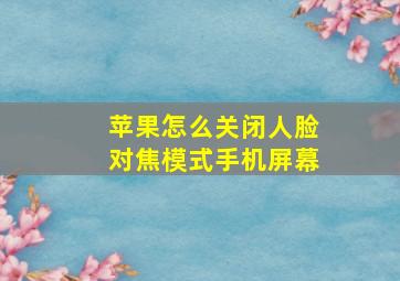 苹果怎么关闭人脸对焦模式手机屏幕