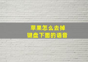 苹果怎么去掉键盘下面的语音