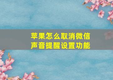 苹果怎么取消微信声音提醒设置功能