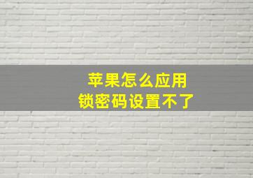 苹果怎么应用锁密码设置不了