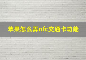 苹果怎么弄nfc交通卡功能