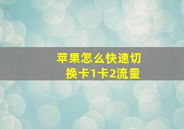 苹果怎么快速切换卡1卡2流量