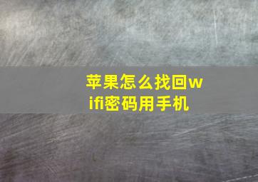 苹果怎么找回wifi密码用手机