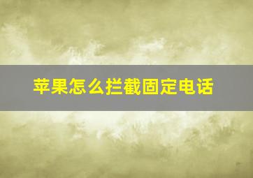 苹果怎么拦截固定电话