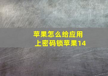 苹果怎么给应用上密码锁苹果14