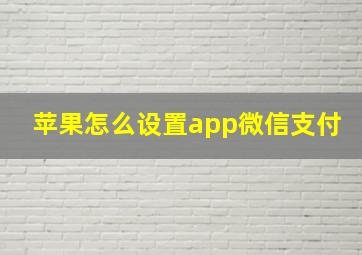 苹果怎么设置app微信支付