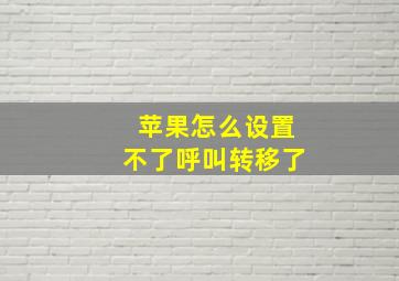 苹果怎么设置不了呼叫转移了