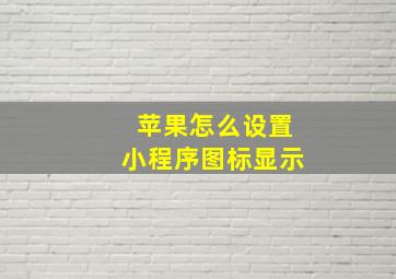 苹果怎么设置小程序图标显示