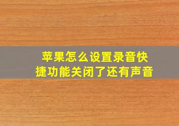 苹果怎么设置录音快捷功能关闭了还有声音