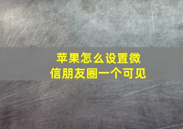 苹果怎么设置微信朋友圈一个可见