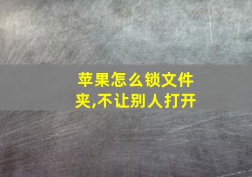 苹果怎么锁文件夹,不让别人打开