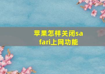 苹果怎样关闭safari上网功能