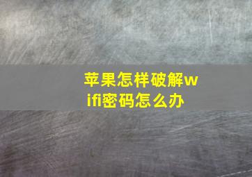 苹果怎样破解wifi密码怎么办