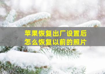 苹果恢复出厂设置后怎么恢复以前的照片