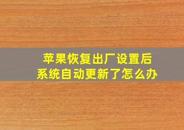 苹果恢复出厂设置后系统自动更新了怎么办