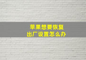 苹果想要恢复出厂设置怎么办