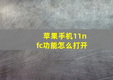 苹果手机11nfc功能怎么打开