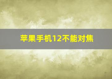 苹果手机12不能对焦