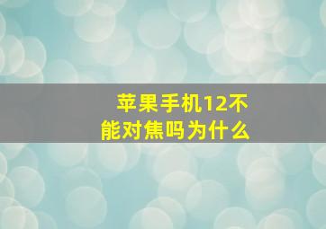 苹果手机12不能对焦吗为什么