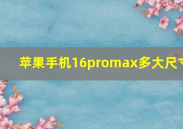 苹果手机16promax多大尺寸