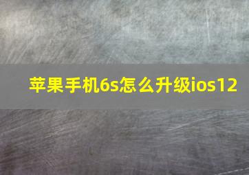 苹果手机6s怎么升级ios12