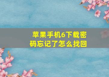 苹果手机6下载密码忘记了怎么找回