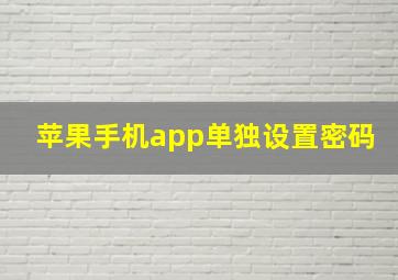 苹果手机app单独设置密码