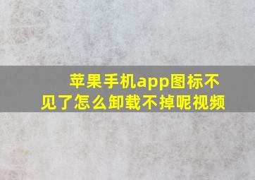 苹果手机app图标不见了怎么卸载不掉呢视频