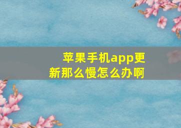 苹果手机app更新那么慢怎么办啊