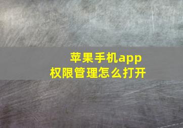 苹果手机app权限管理怎么打开