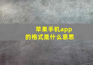 苹果手机app的格式是什么意思